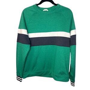 Cotopaxi Mens Green White Stripe Colorblock Crewneck Sweatshirt Medium